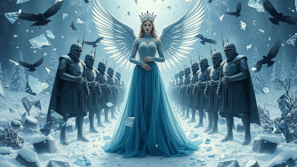 A Regal, Crystal Angel in a Kaleidoscopic Winter Wonderland