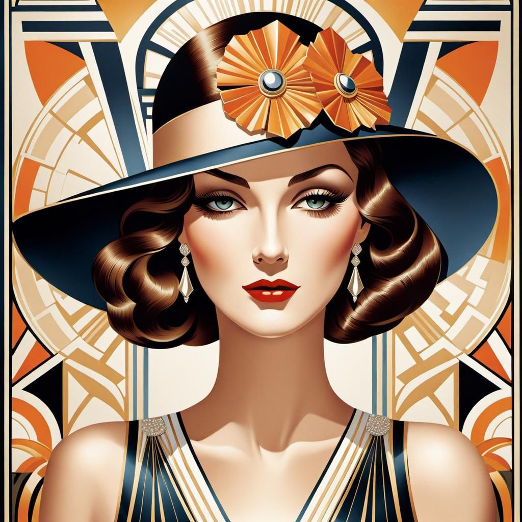 Elegant Art Deco Fashion Illustration in 2D
