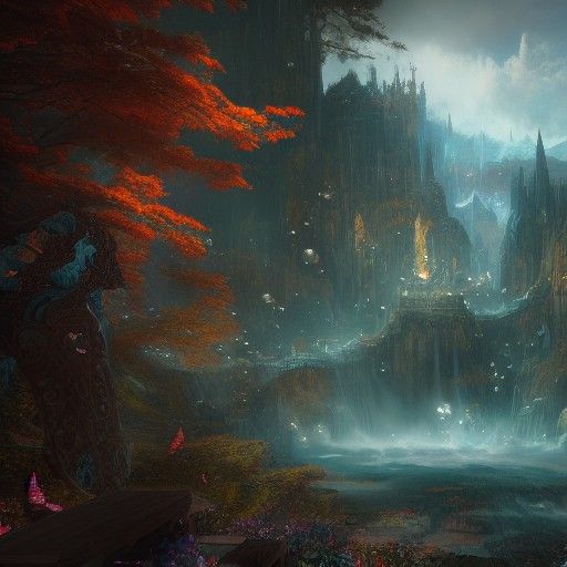 Fantastical Detailed Matte Painting in Deep Color