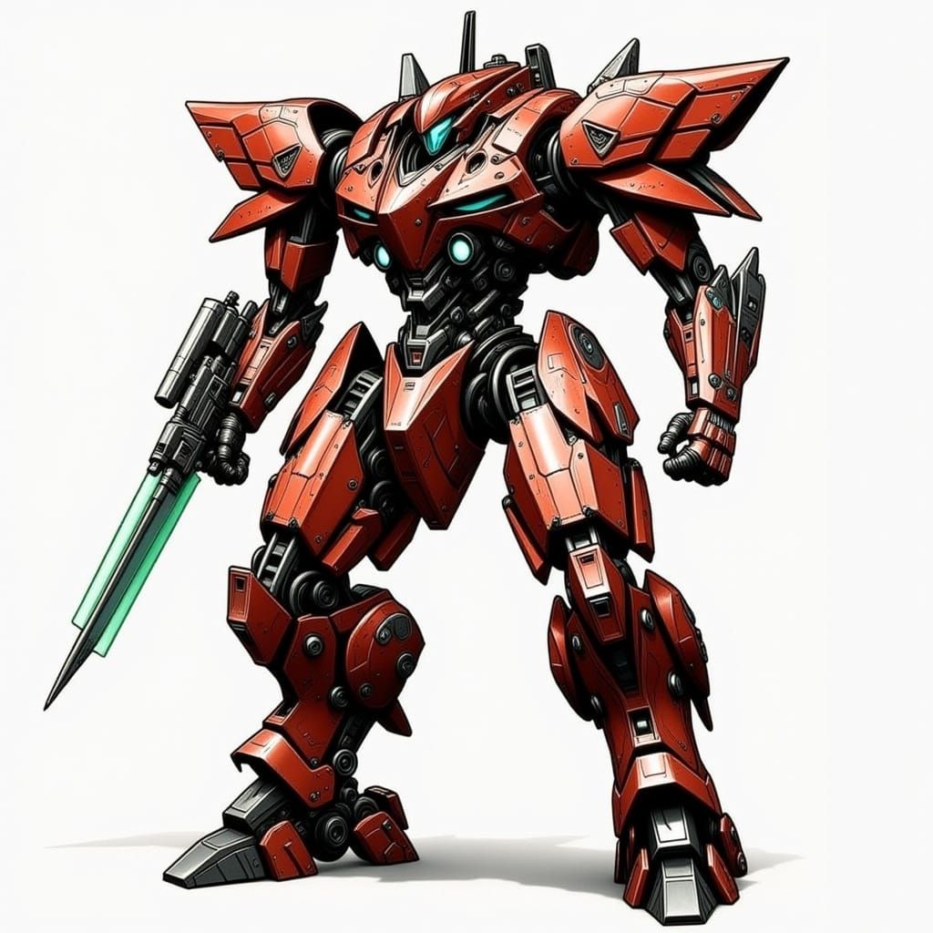 Futuristic Mecha Warrior In Battle Armor