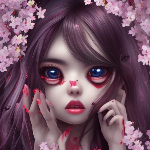 Voluptuous Zombie Seraphim in Cherry Blossoms