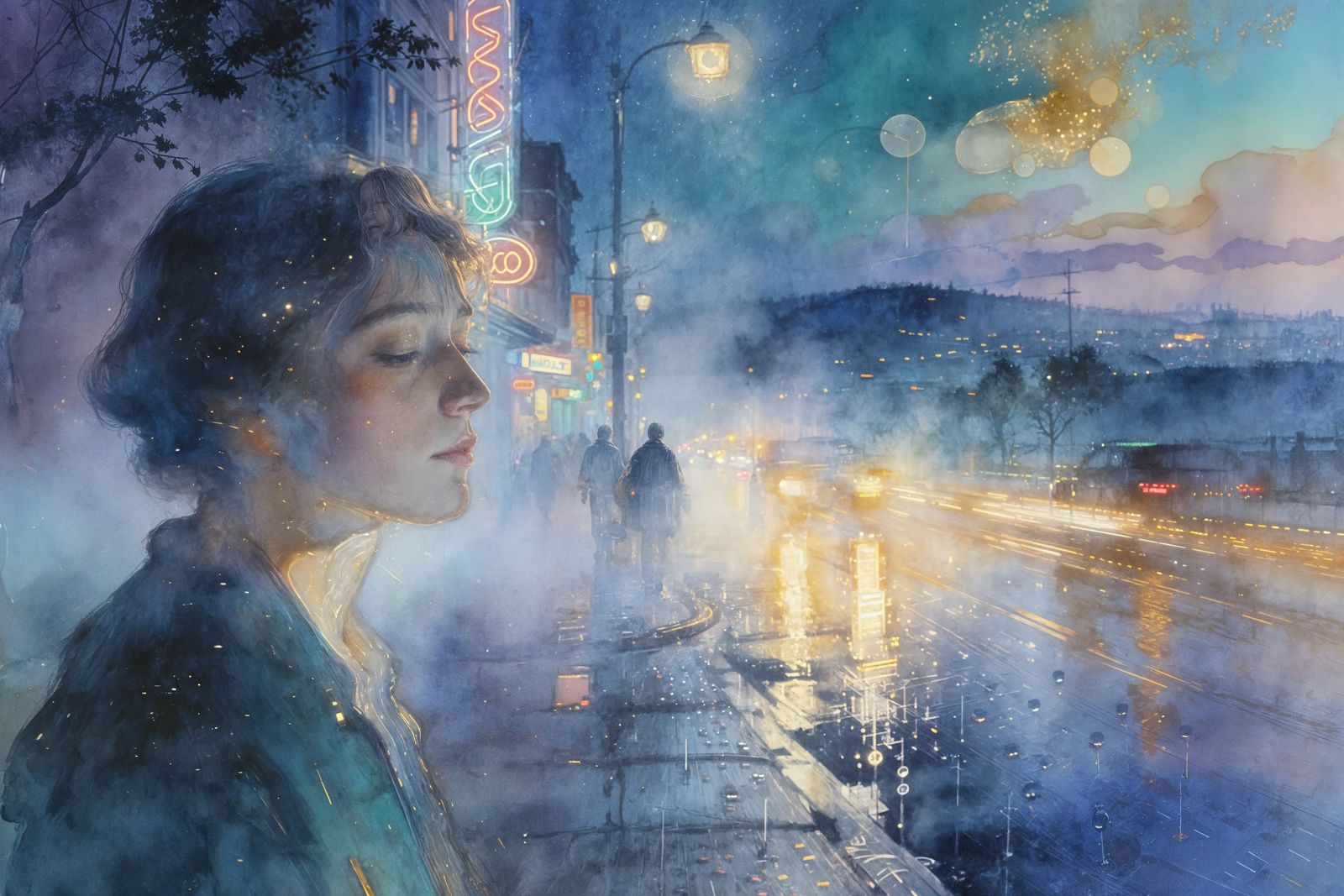 Dreamy City Memory in Soft Painterly Strokes