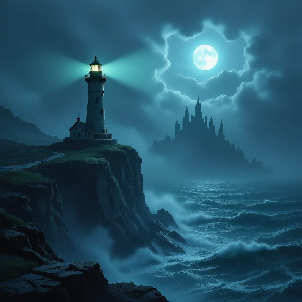 Dark Fantasy Lighthouse Reveals Sunken City
