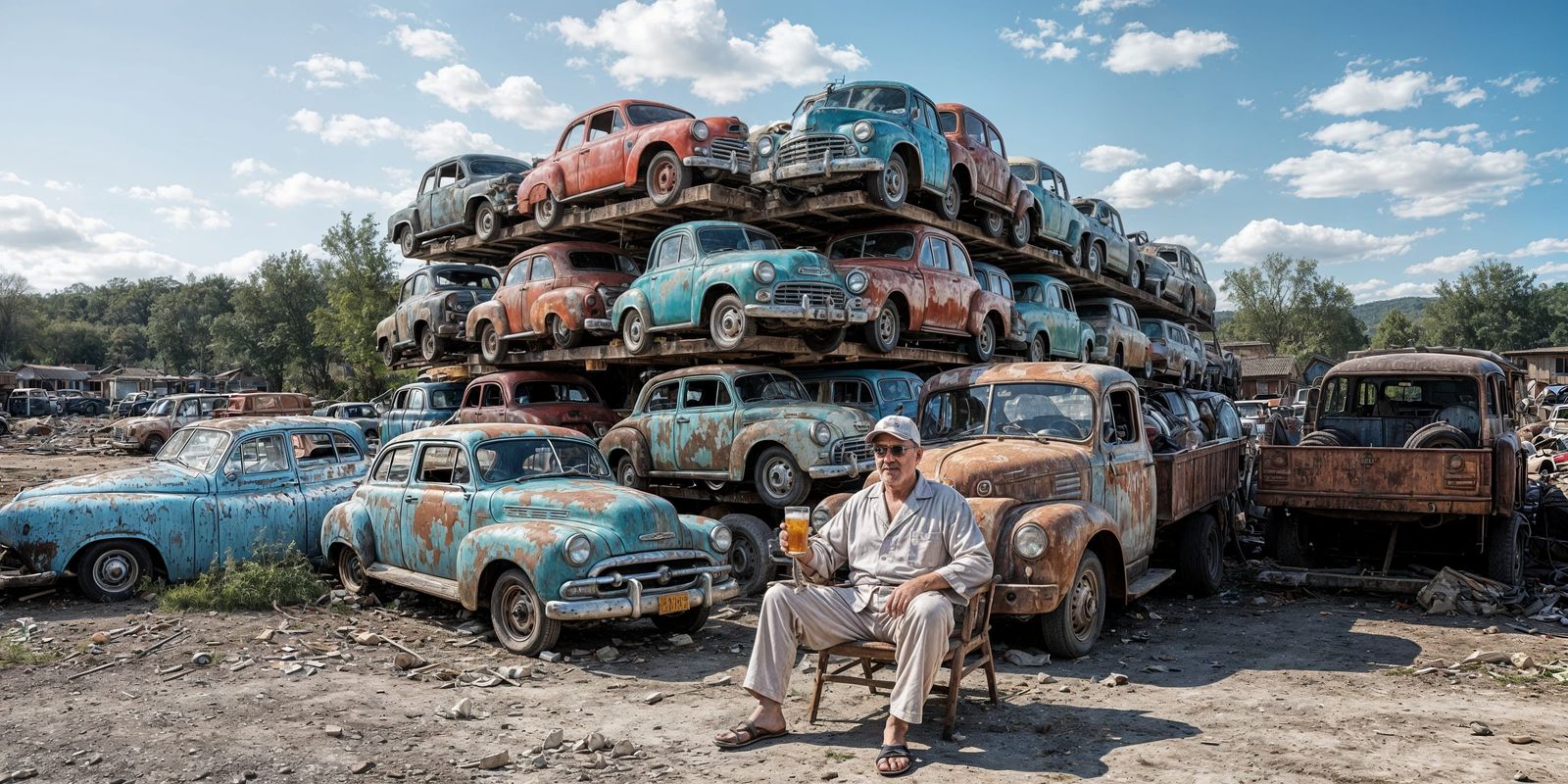 Extensive Junkyard of Cars and Vehicles