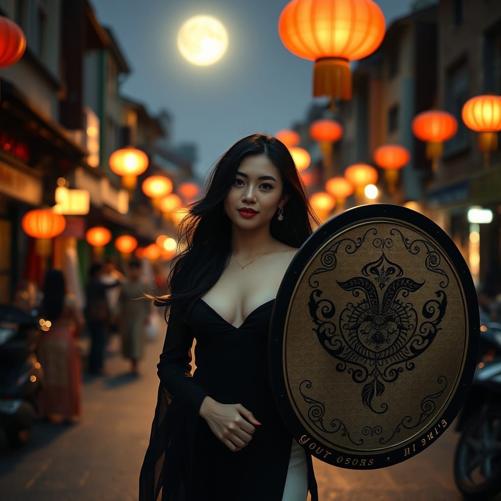 Vietnamese Woman in Ao Dai During Tet Celebration