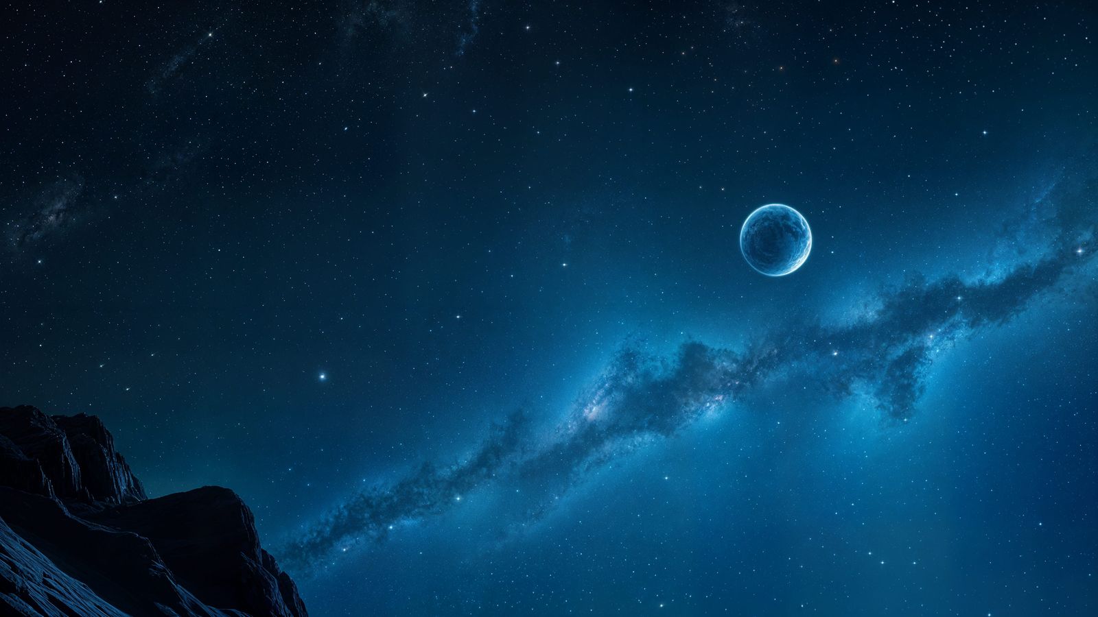 Dark Blue Milky Way in Deep Space