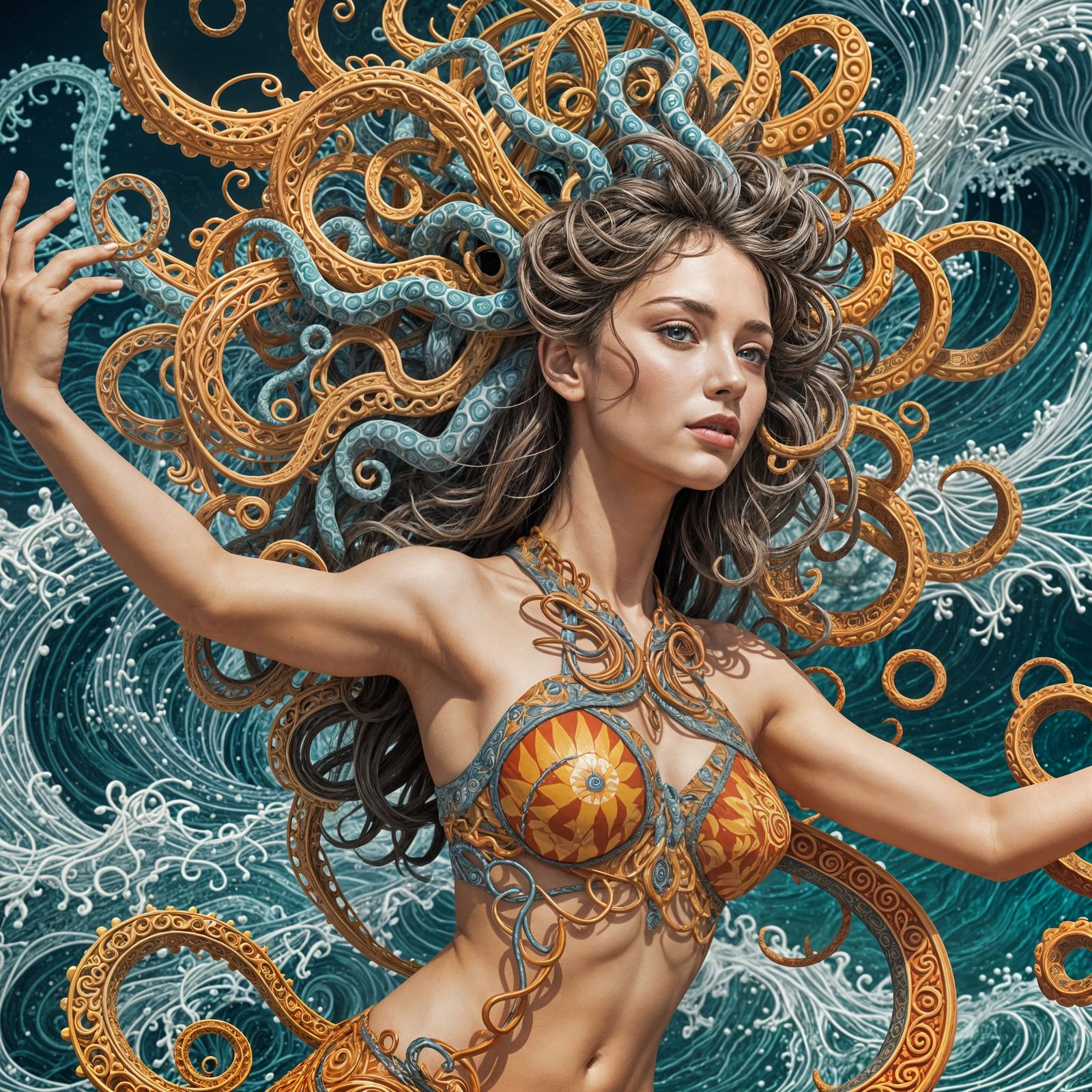 Abstract Medusa Head Vector Fractal Design