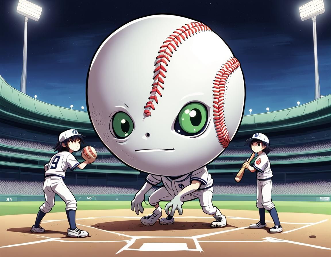 Aliens Play Baseball: Anime Art