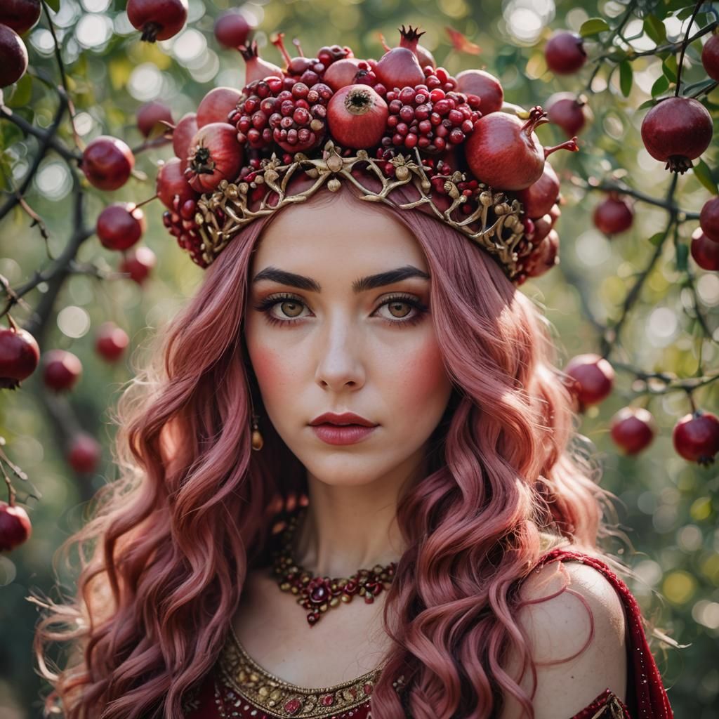Pomegranate Goddess Portrait in Natural Lighting