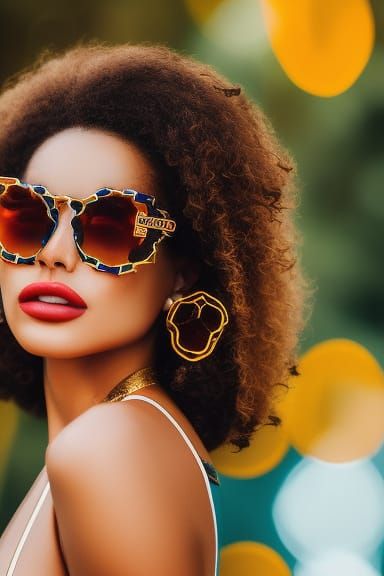 Honeybee Woman with Dripping Sunglasses, Art Nouveau Style