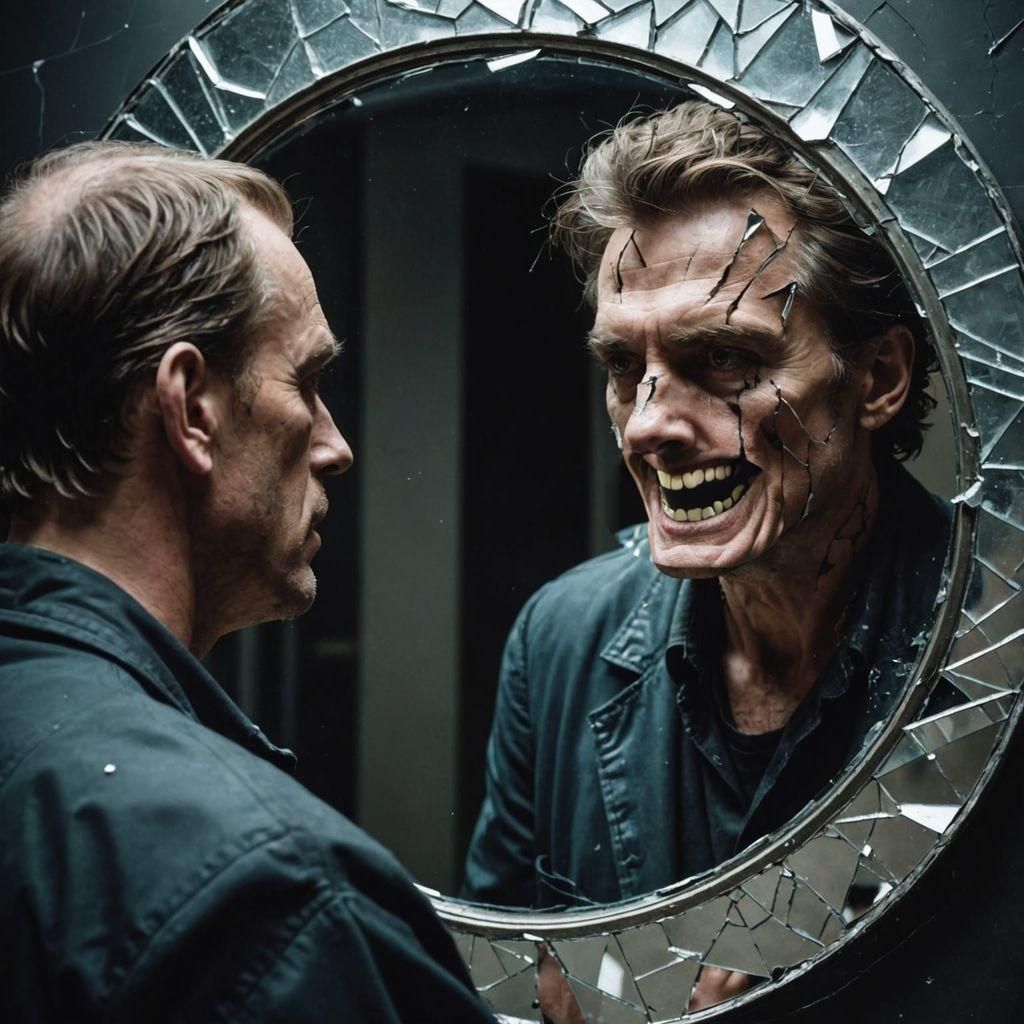 Distorted Reflection of a Madman Laughing