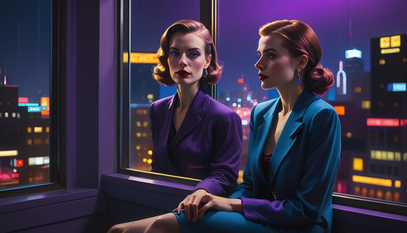 Contemplative Woman Gazing at City Lights