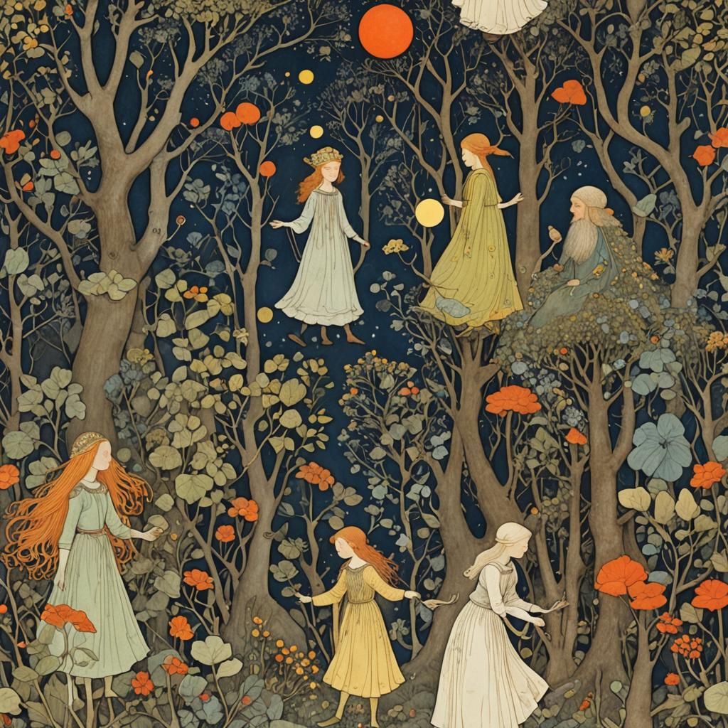Mystical Scandinavian Folklore in Art Nouveau Style