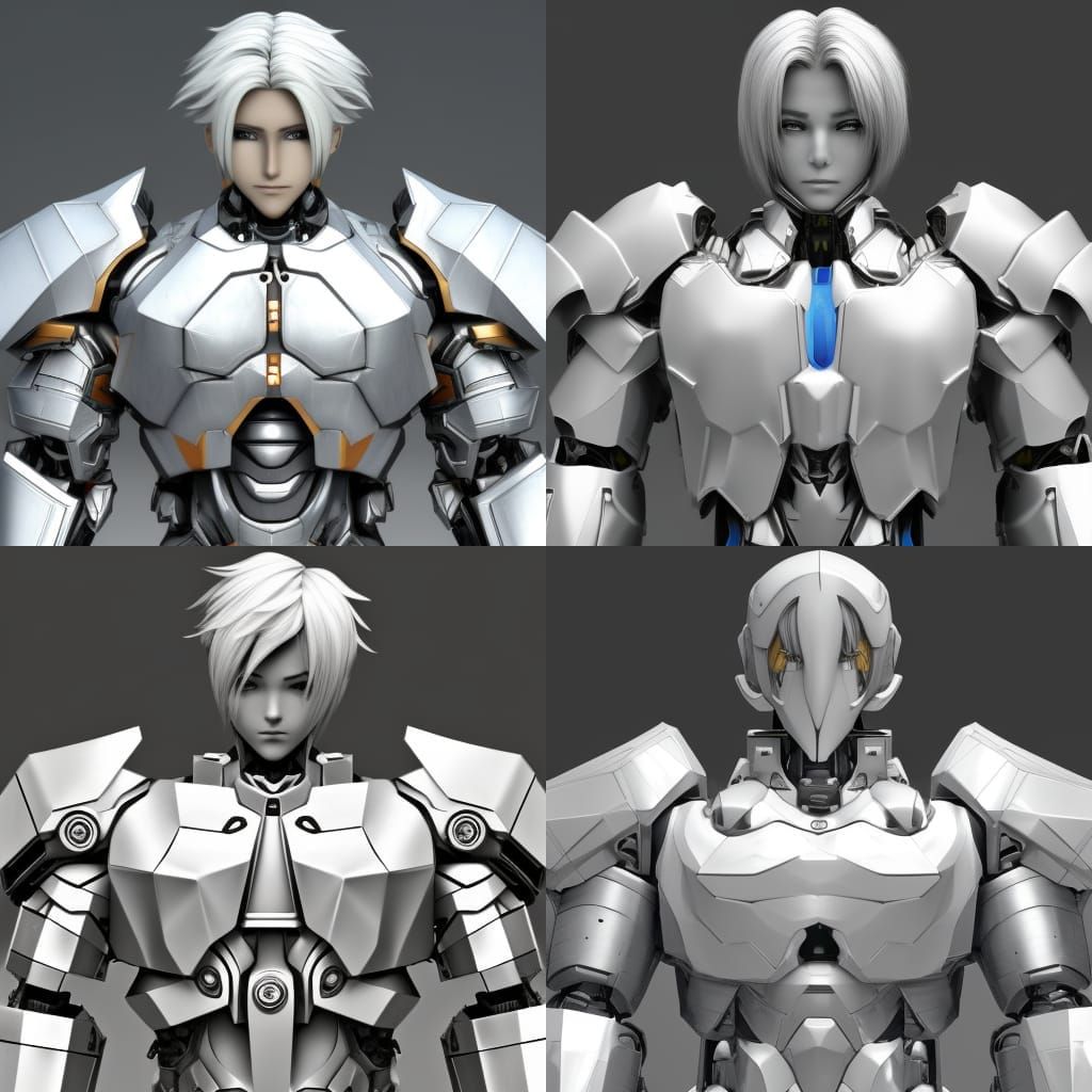 Armored Anime Boy in Futuristic Sci-Fi Style