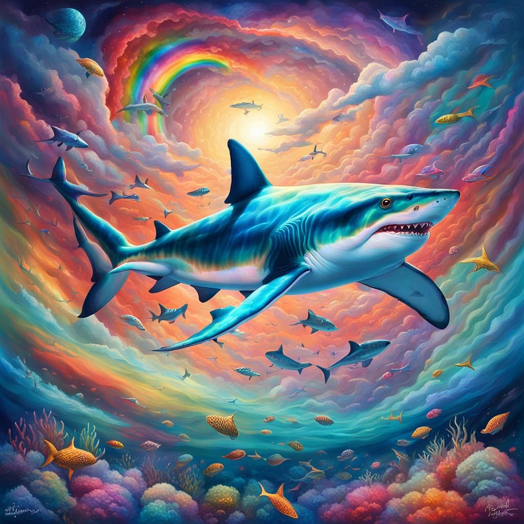 Cosmic Shark in Dreamlike Astral Projection