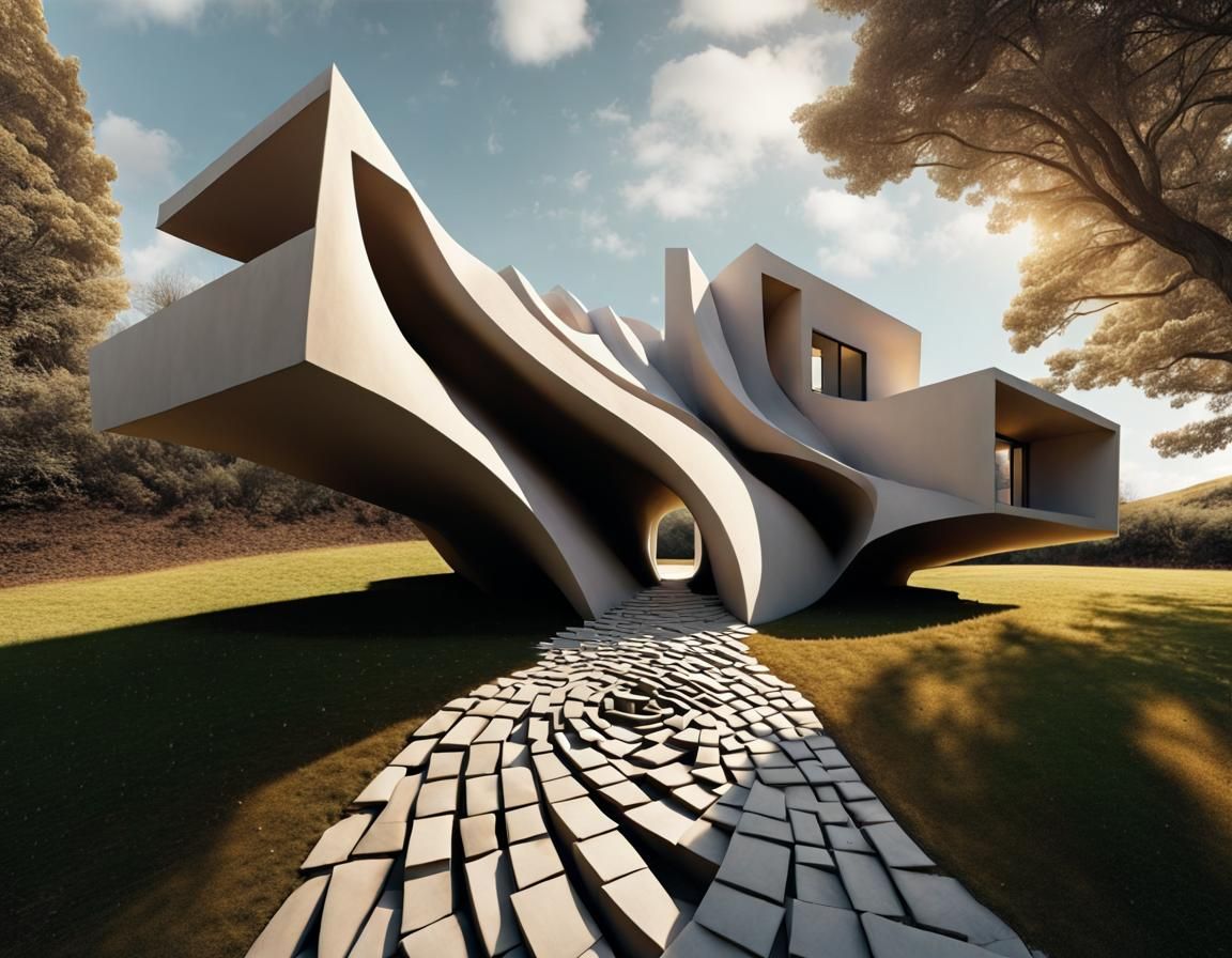 Surreal House Collage in Andy Goldsworthy Style