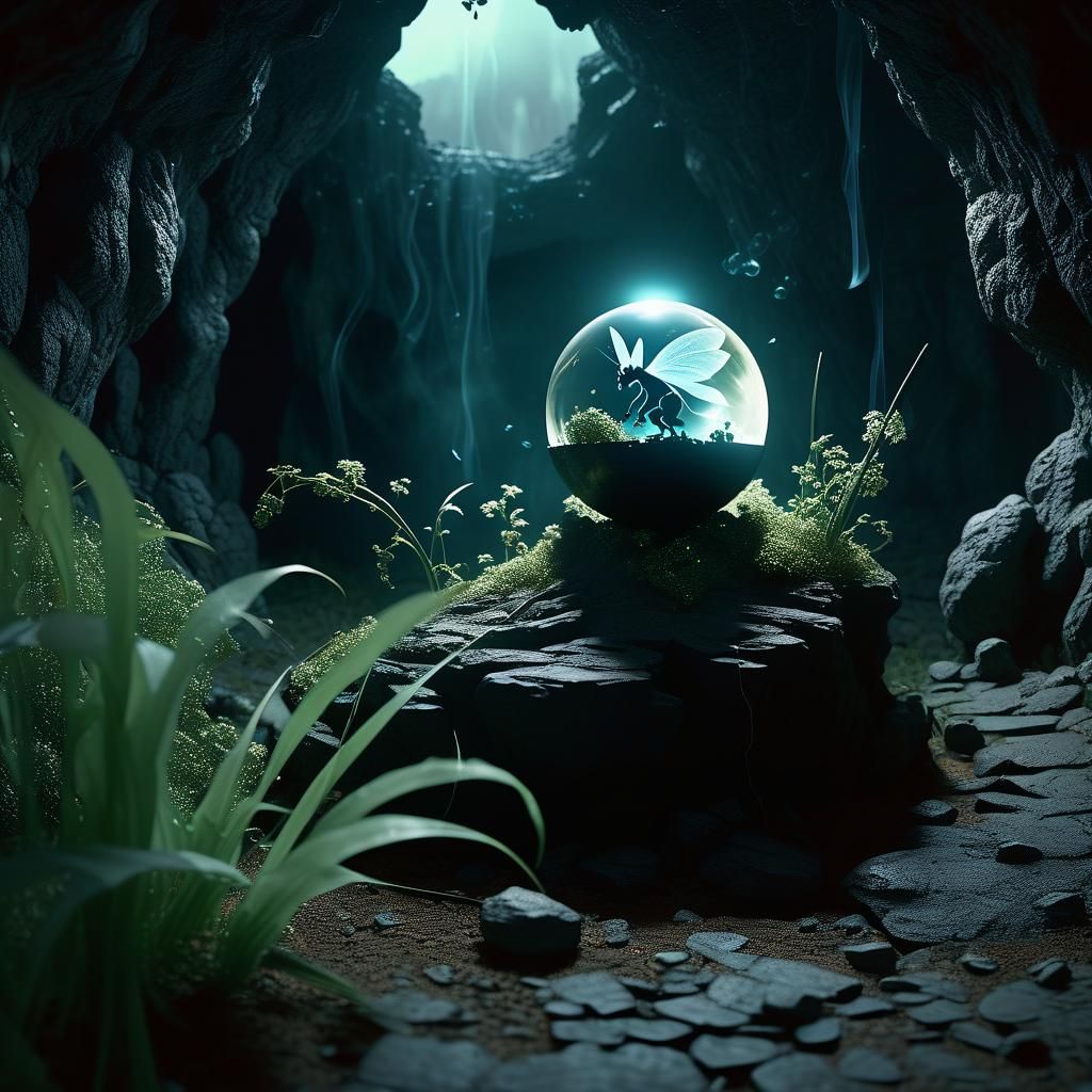 Dramatic Evil Fairy in Dark Cave