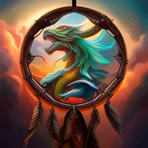 Dragon Dreamcatcher in Hyperrealistic Digital Art Style
