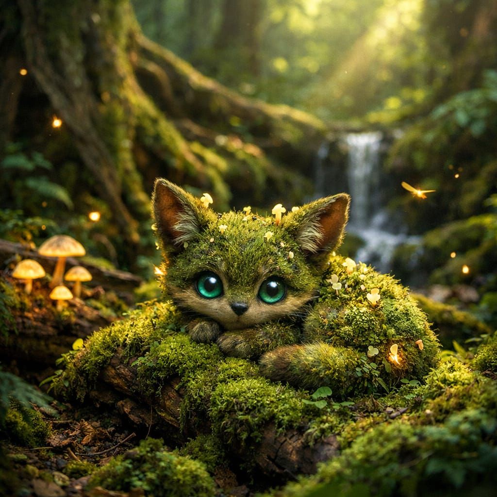 Mysterious Forest Creature in Magical Habitat