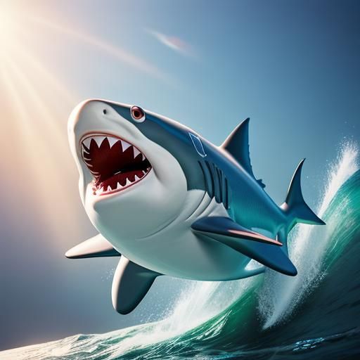 Hyperrealistic Baby Shark Splash Art Illustration