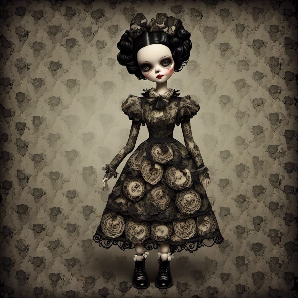 Creepy Doll Clipart Logo in Horror Theme