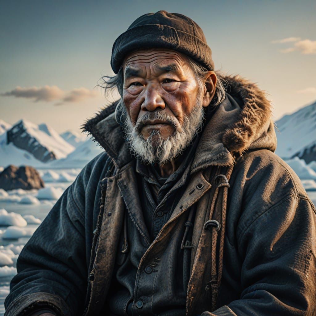 portrait of an Old Inuit male fisherman
