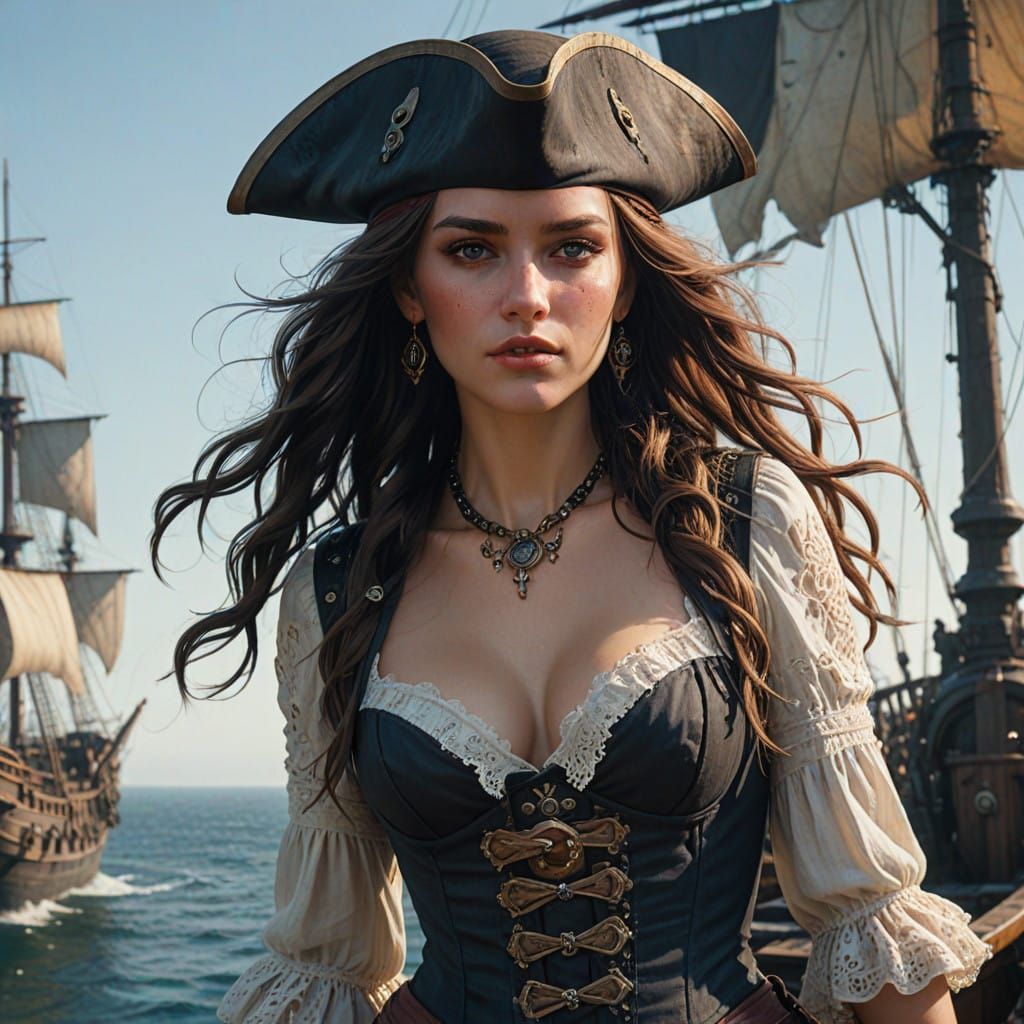 Elegant Pirate Maiden in Cinematic Portrait