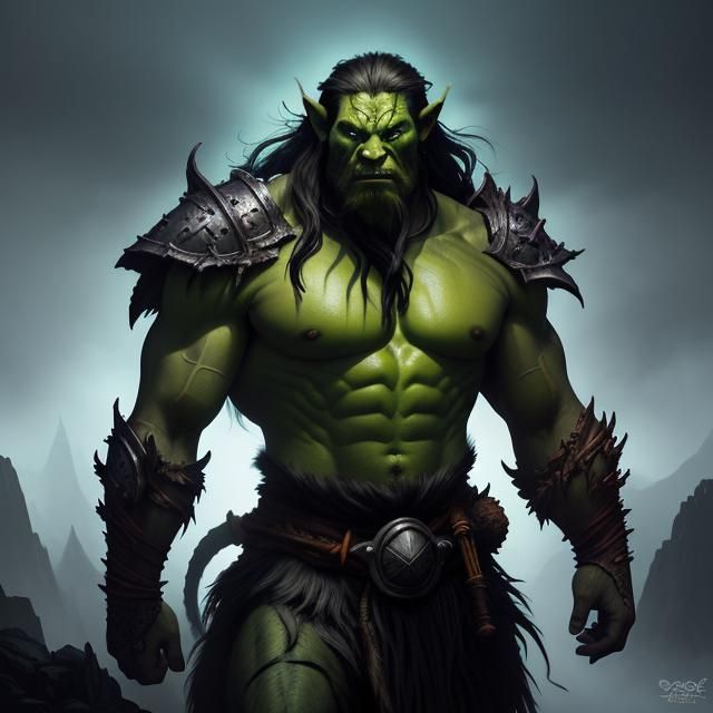 Three-Headed Orc Warrior on Misty Peak