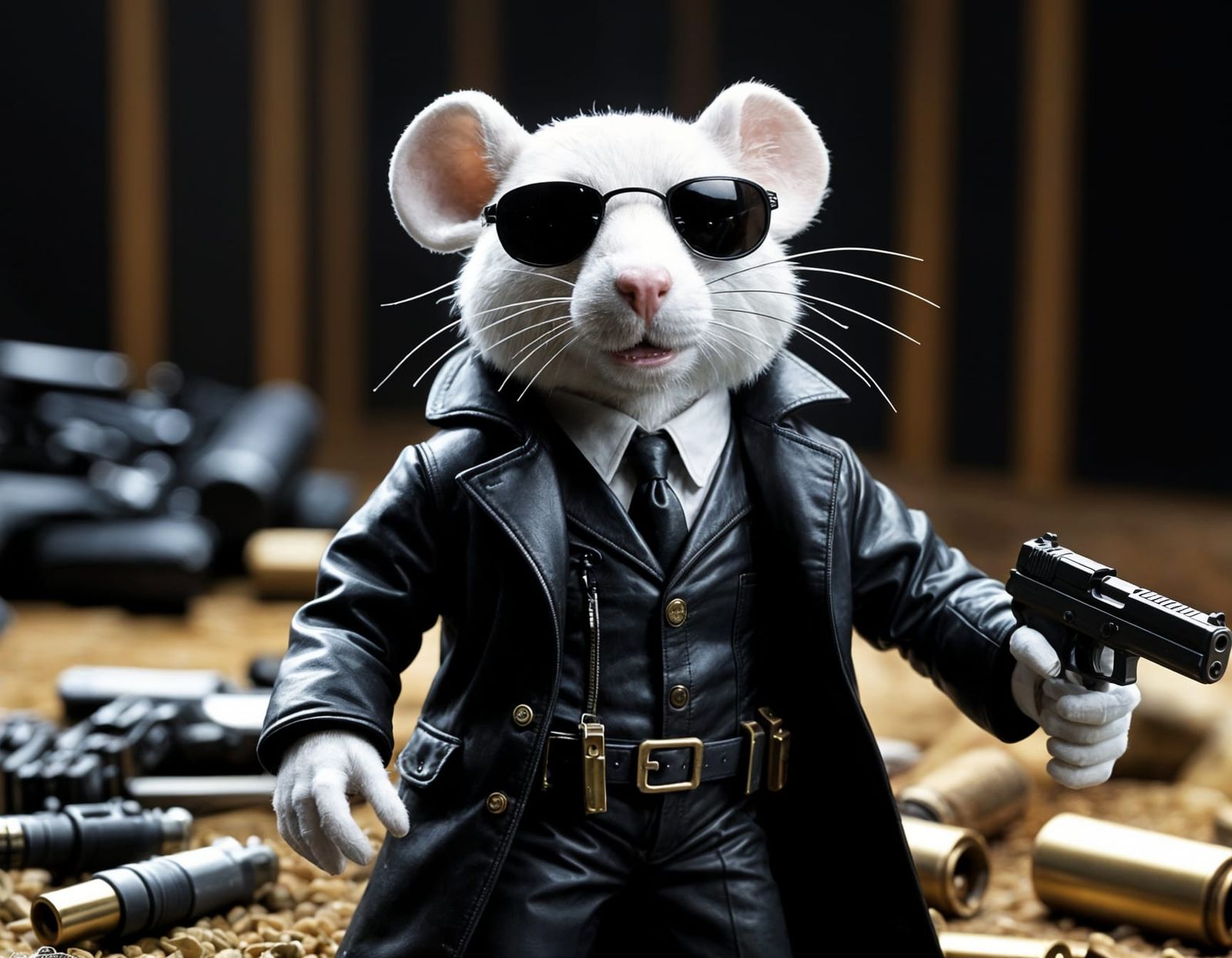 Rat Plushie as Matrix Neo, Action Scene