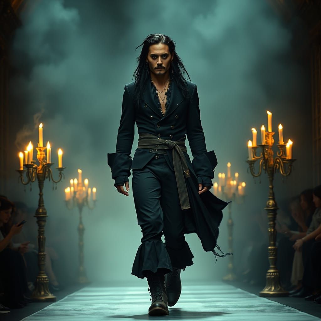 Mysterious K-Pop Idol Struts Down a Dimly Lit Runway in Goth...