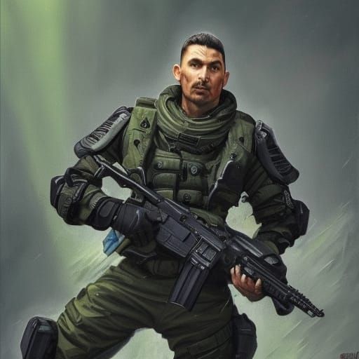 Serbian Commando Portrait in Digital Art Style