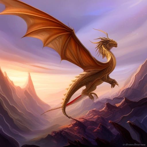 Dragon Flying Over a Fairy Valley