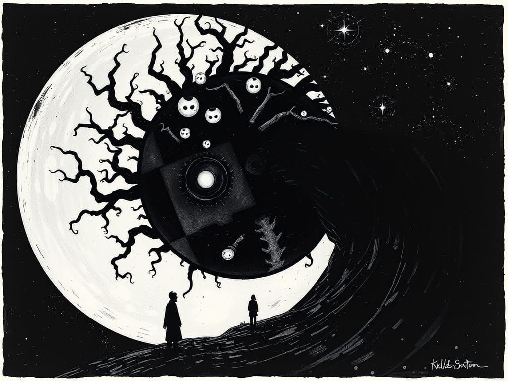 A Haunting Portrait of Inner Turmoil in Dark Tim Burton Styl...