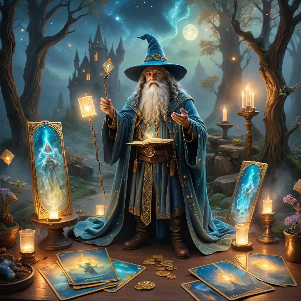 Wizard Tarot Cards in Hyperrealistic Photography