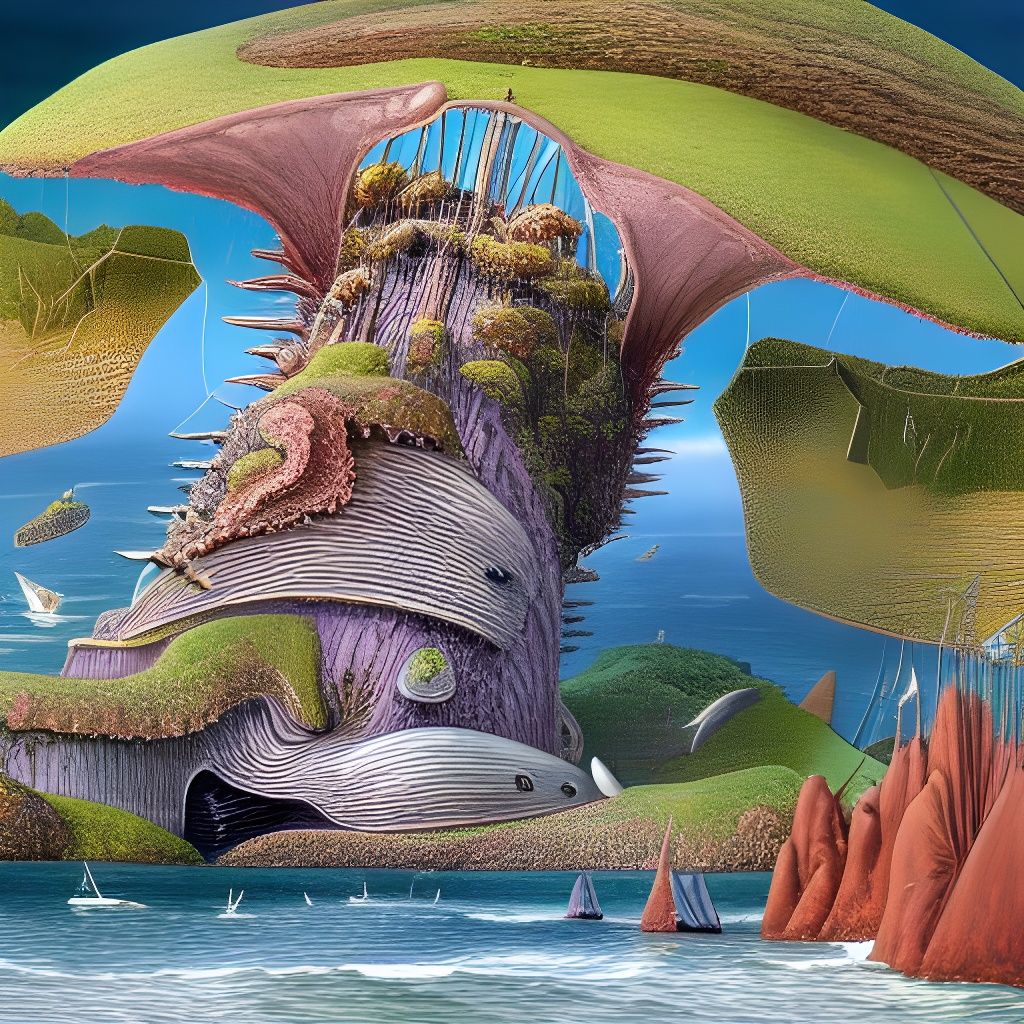 Island on Whale's Back: Sci-Fi Fantasy Art