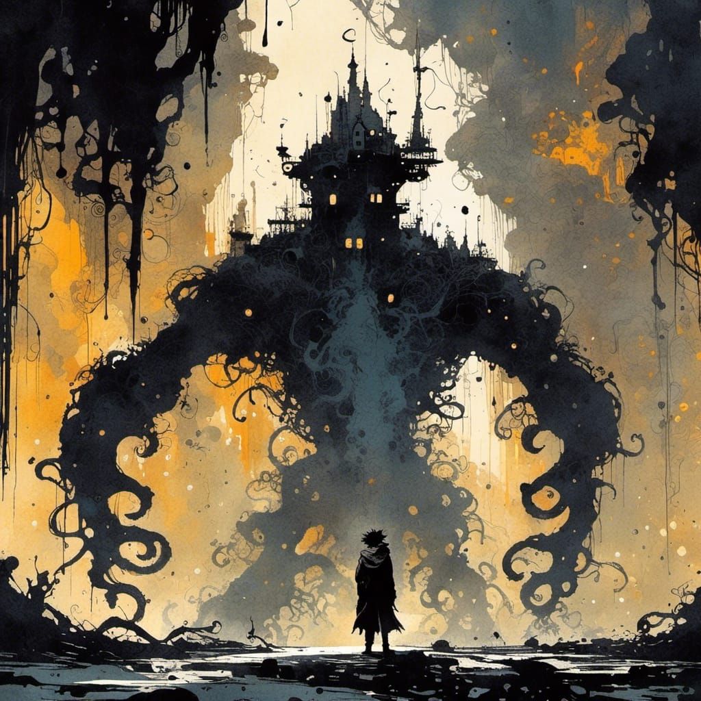 Punk Warlock Portrait in Minimalist Illustrative Style