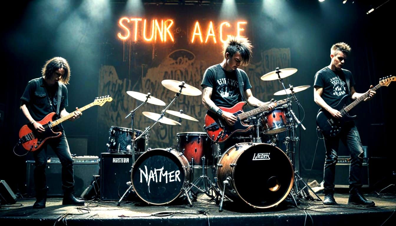 Gritty Punk Rock Band in Distressed Textures