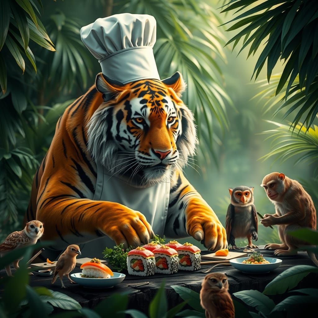 Tiger Chef Hosts Jungle Cooking Show