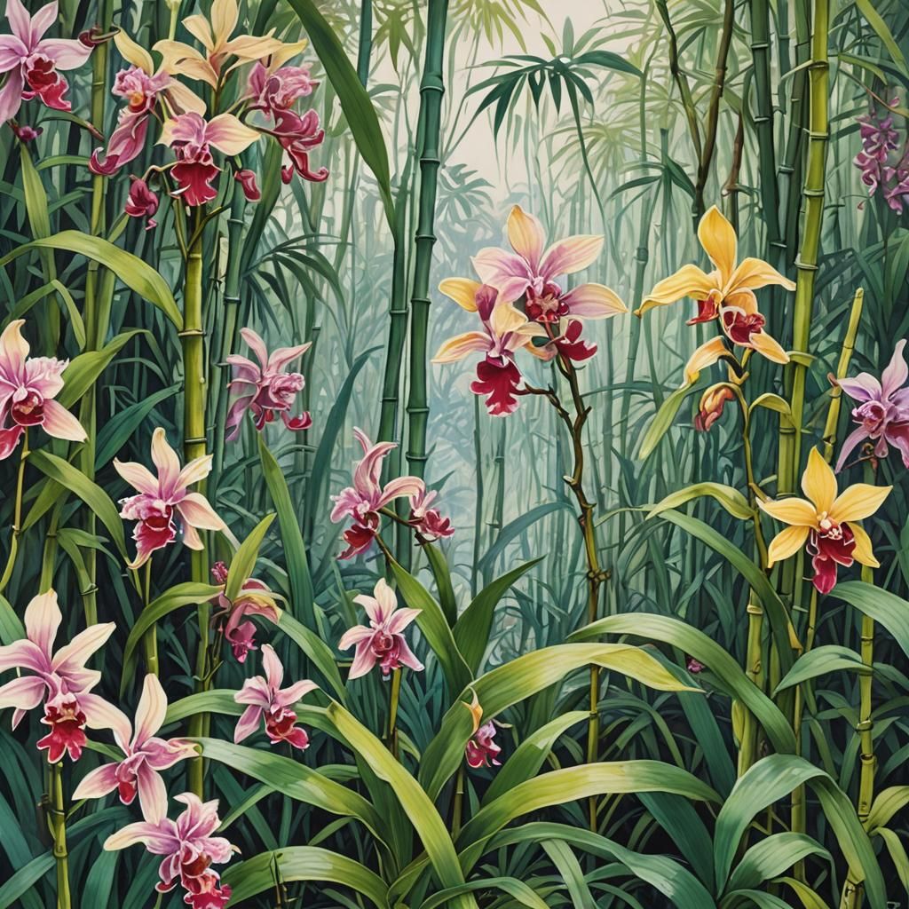 Lush Tropical Island Gouache Painting