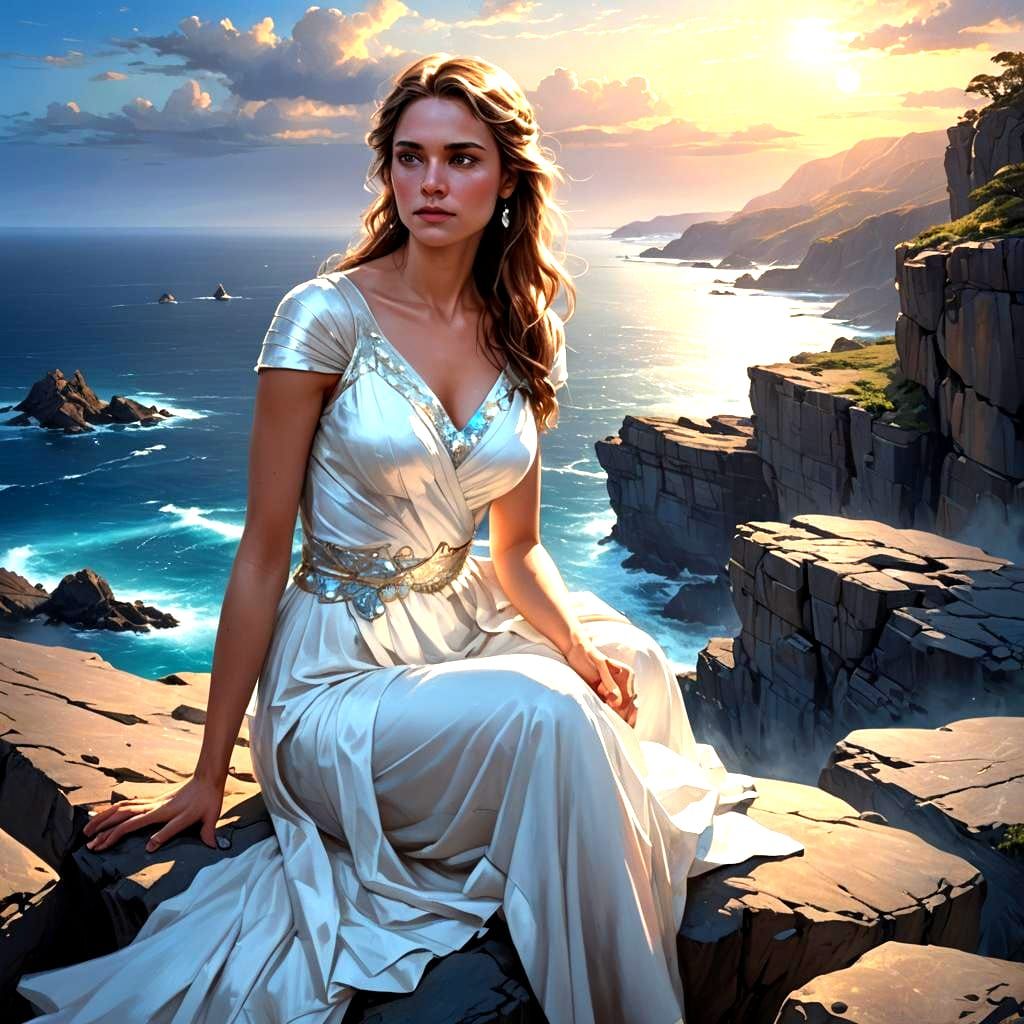 Girl with Bubbly Cheeks in Moonlit Landscape