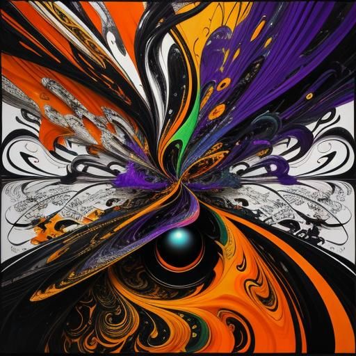 Abstract Expressionist Composition in Psychedelic 3D