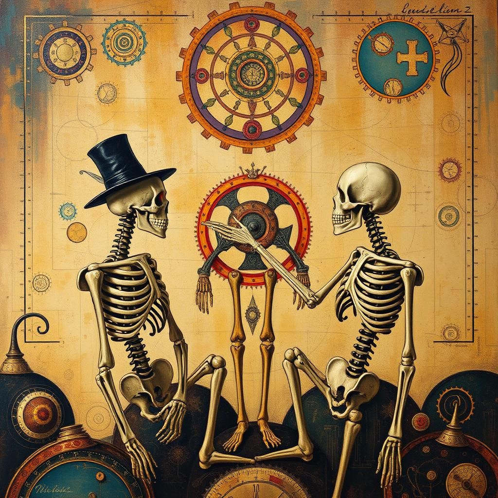 Steampunk Skeletons in Quantum Equilibrium: A Matisse-Inspir...