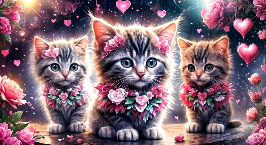 Surreal Valentine's Day Scene with Anthropomorphic Cats and ...