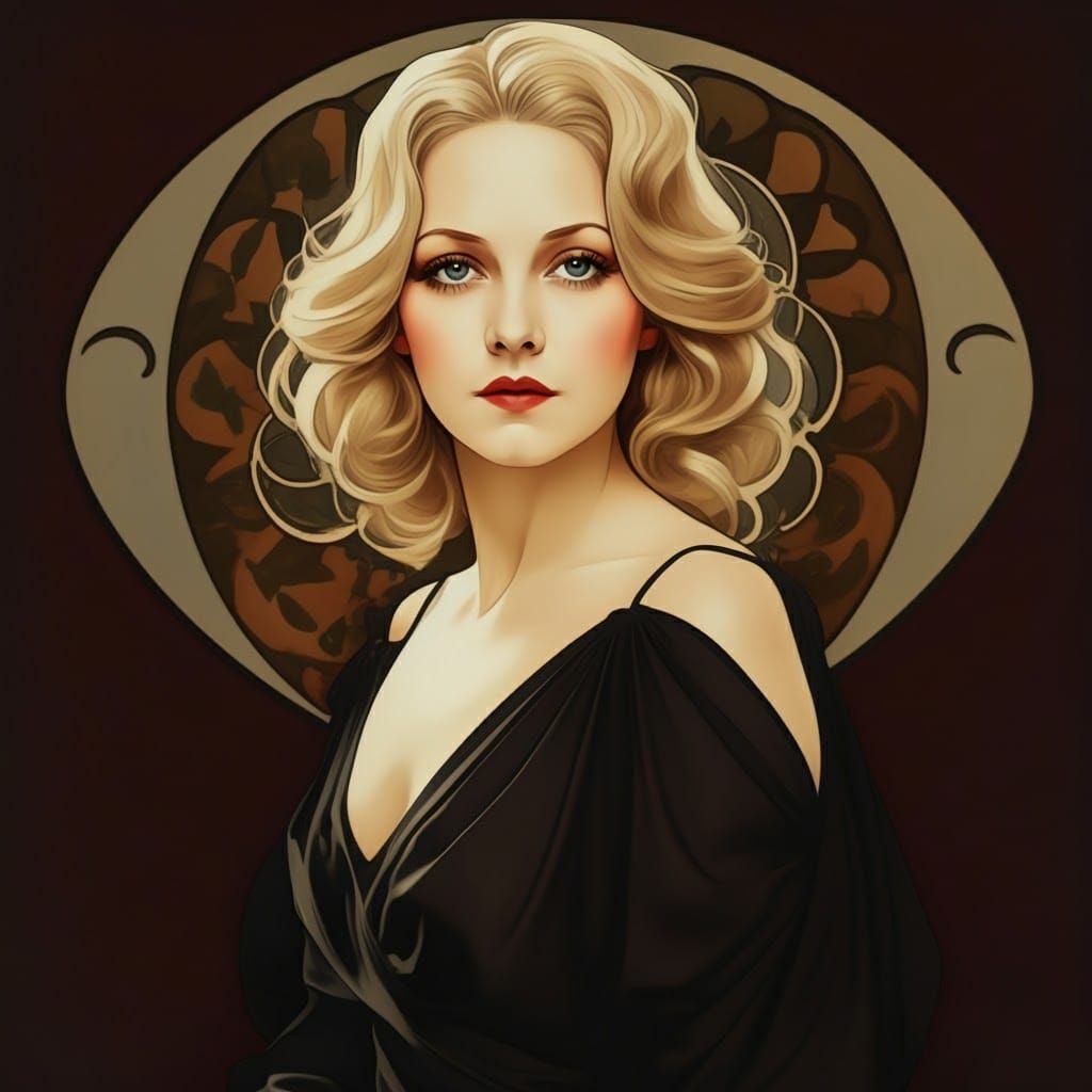 Glamorous Lady Portrait in Art Nouveau Style