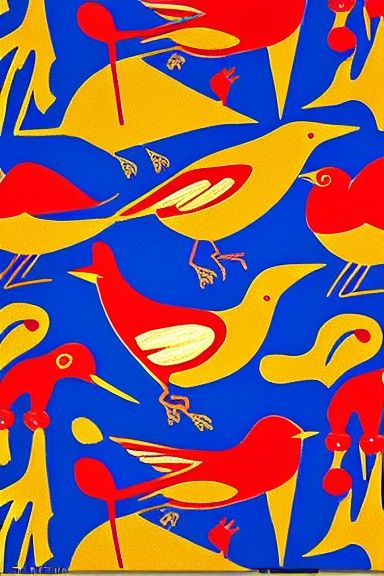 Vibrant Bird Pattern in Fauvist Style