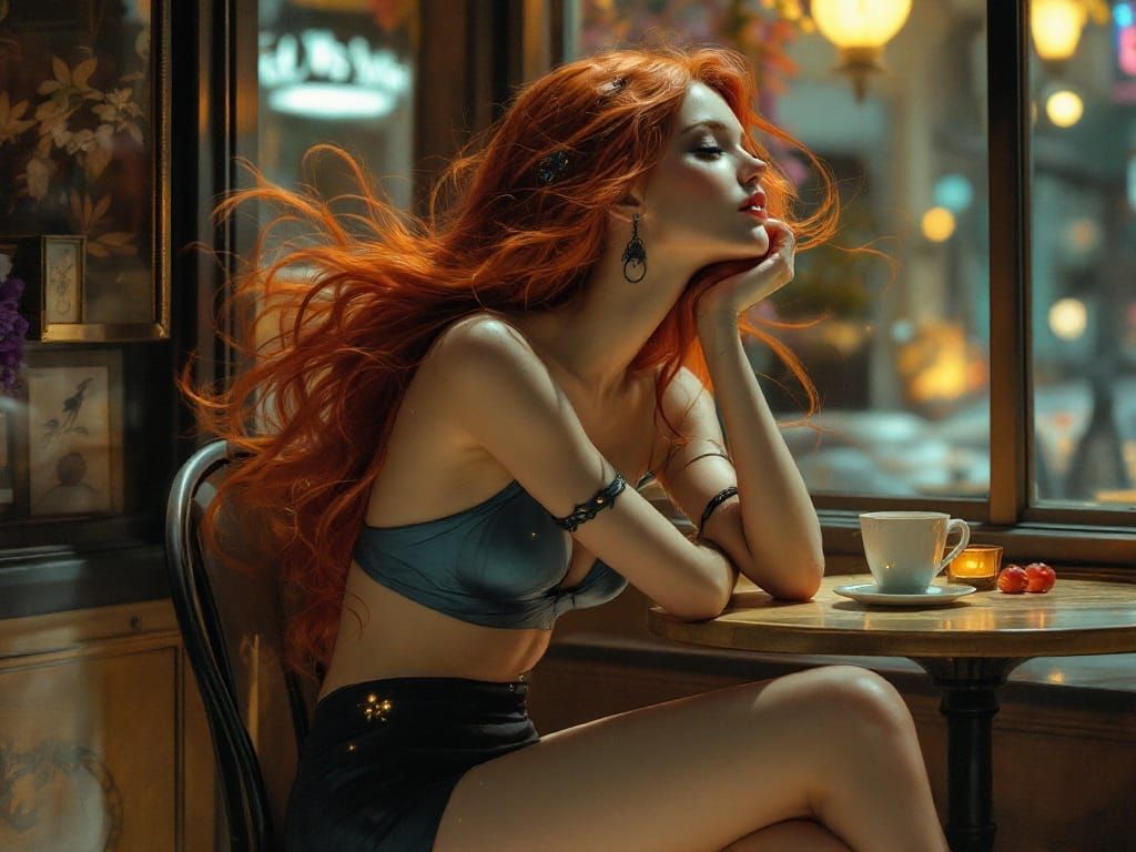 Dreamy Café Scene in Vibrant Colors