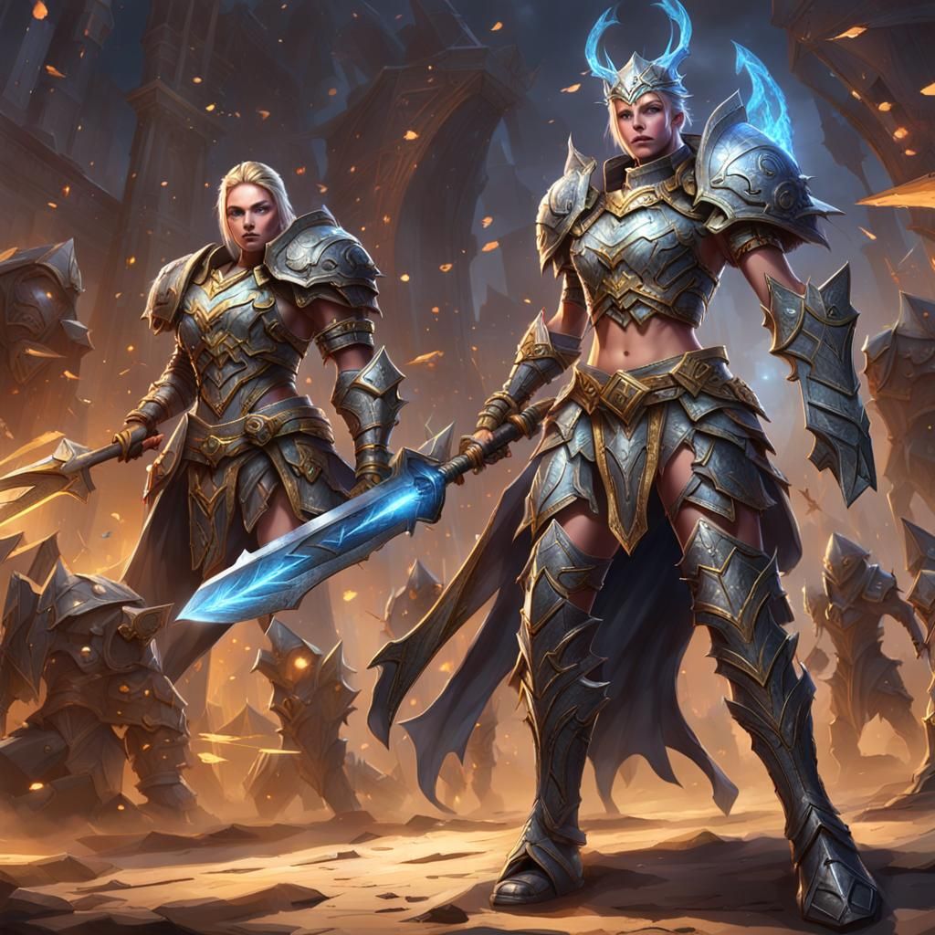 Fantasy Female Warriors in Plate Armor