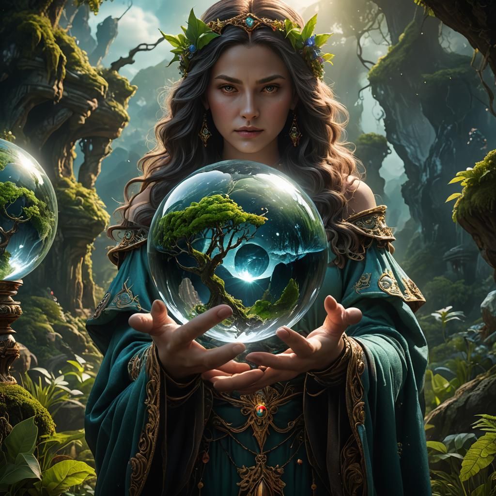 Mother Nature Holding Earth: Fantasy Concept Art