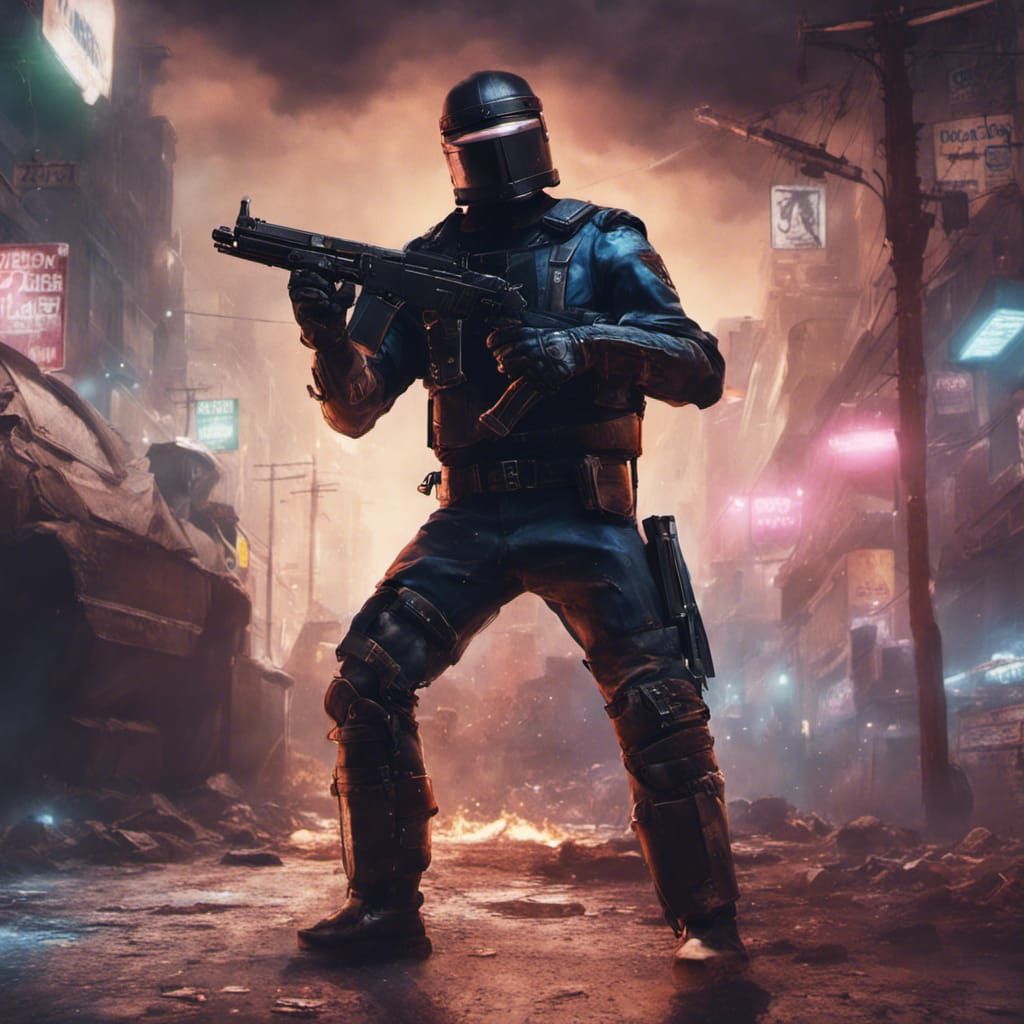 Cyberpunk Ned Kelly Shootout: Detailed Matte Painting