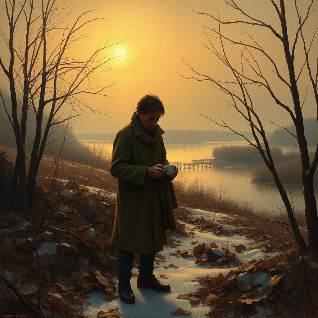 Melancholic Nostalgia in a Winter Landscape Painting